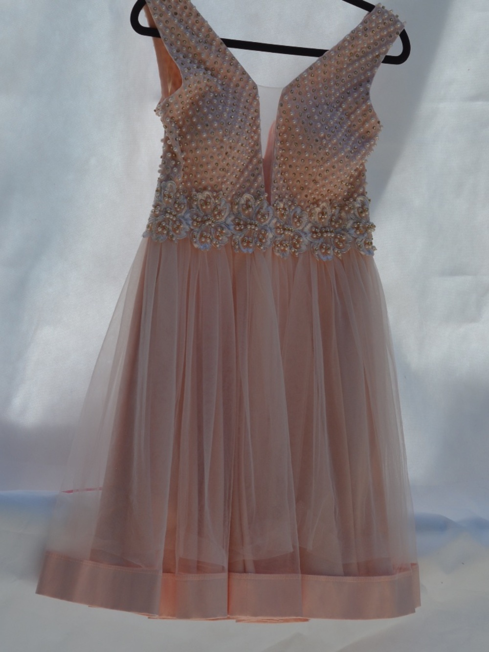 Blush Pink Rhinestones Pearls, Embroidery Dress SZ 2 //#B33